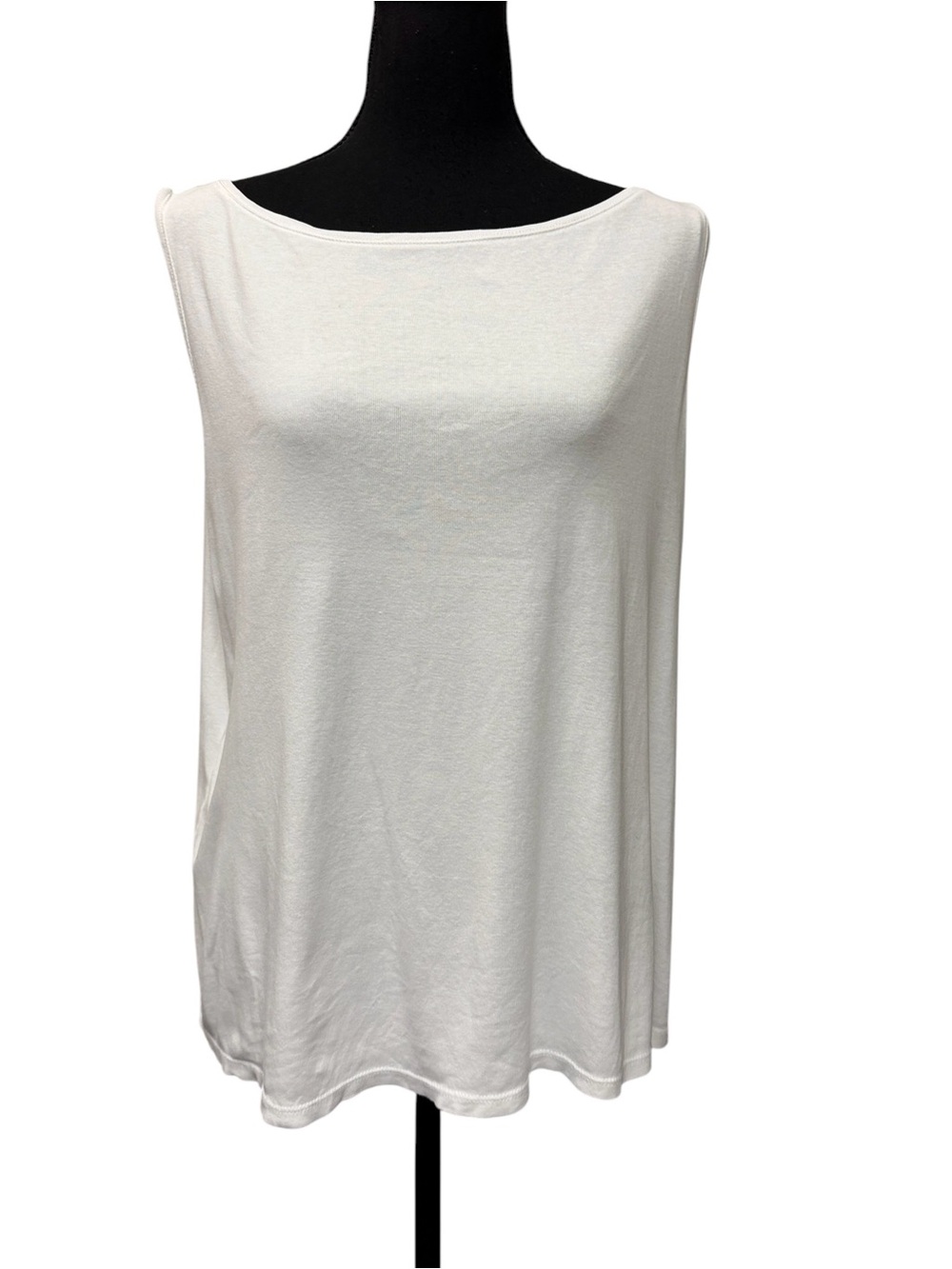 Talbots White Pima Cotton Boatneck Minimalist Tank Top Size XL